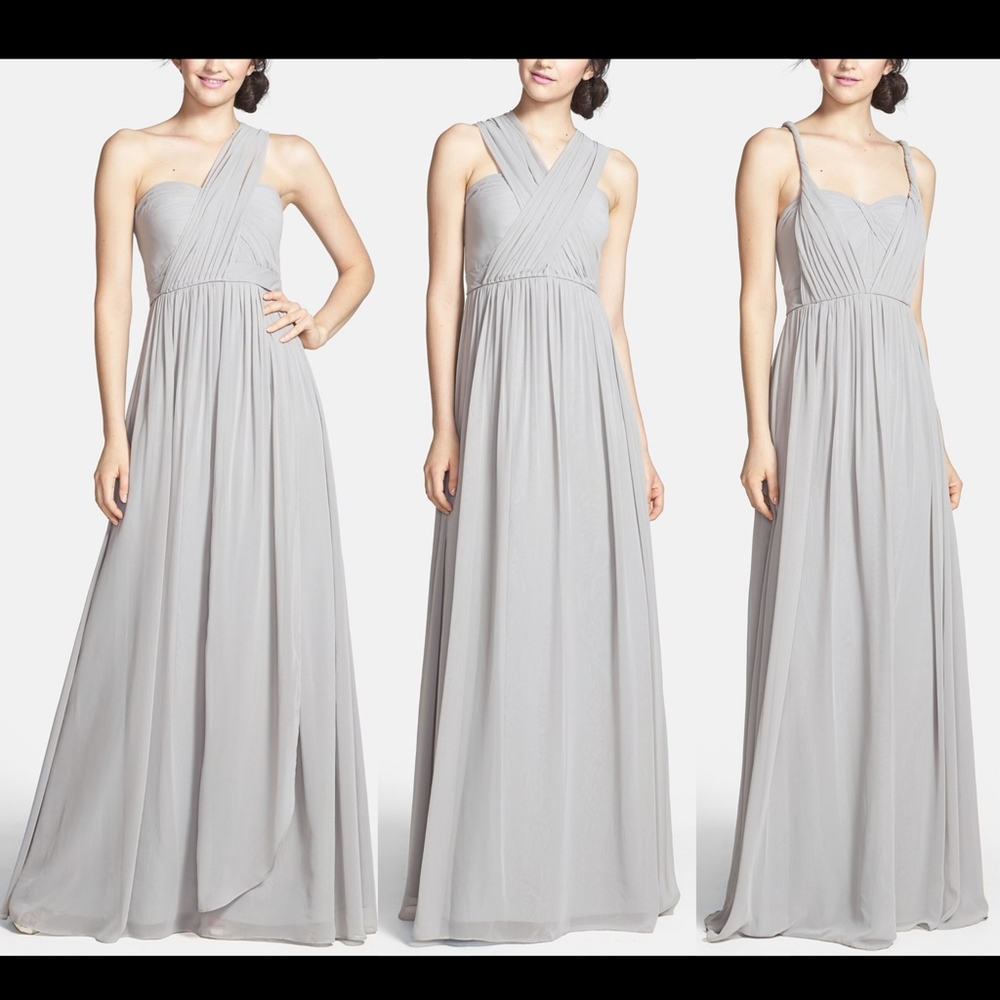 NWT $285 Jenny Yoo Aidan Convertible Strapless Chiffon Gown Mineral [SZ‎ 14 ]
